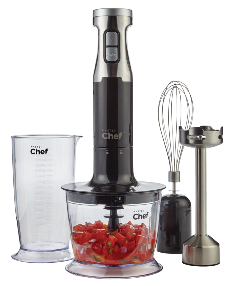 MASTER Chef Corded Hand Blender with Whisk, Stainless Steel, Black M1