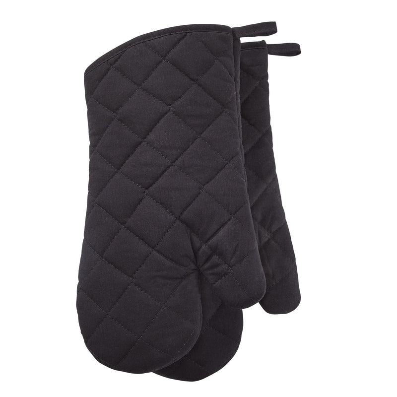 MASTER Chef Cotton Oven Mitt Set, Black, with Hanging Loops, 2-pc, Machine Washable L6