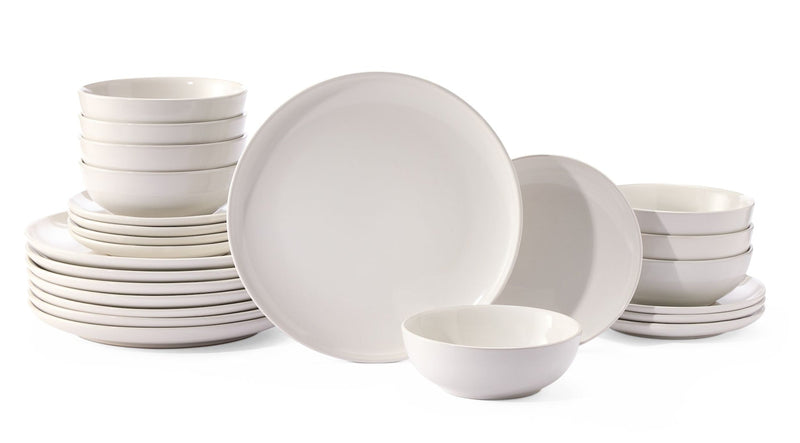 Master Chef Essential Coupe Stoneware Dinnerware Set, Serves 8, 24-pc, Bright White M6
