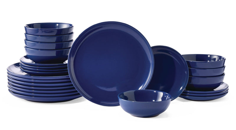Master Chef Essential Coupe Stoneware Dinnerware Set, Serves 8, 24-pc, Sodalite Blue R7