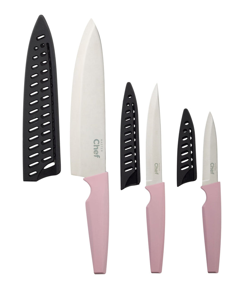 Master Chef Knife Set with Colour Soft Touch Handle, 3-pc C4