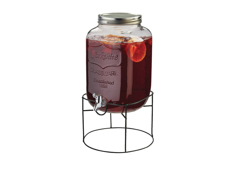 MASTER Chef Mason Glass Jar Reusable Dispenser, 8L, Clear, with Stand, Clear, 8-L O0