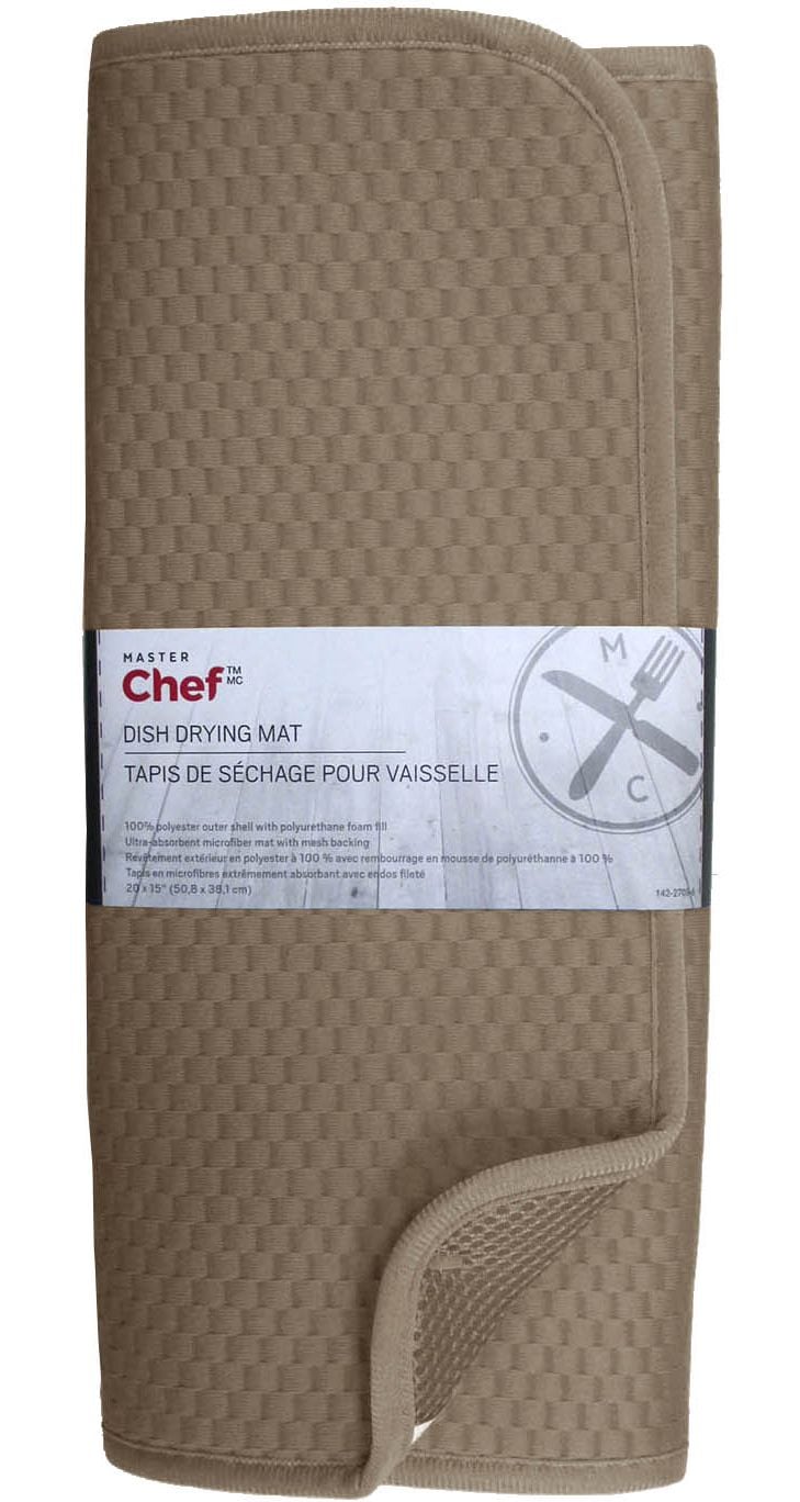 MASTER Chef Microfiber Dish Drying Mat, Reversible, 15-in x 20-in, Mushroom O0