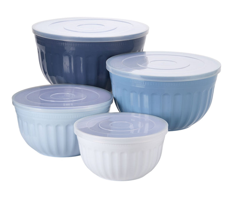 Master Chef Nestable Navy Mixing Bowl Set with Lids, 8-pc O0