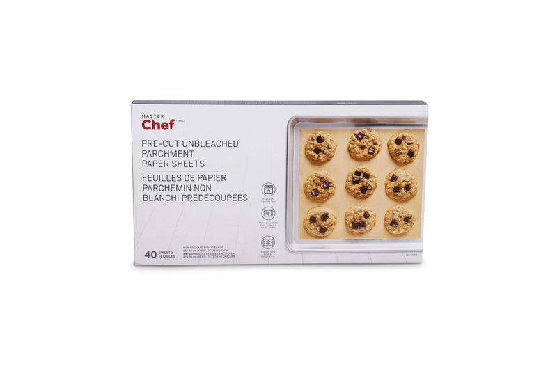 Master Chef Non-Bleached Pre-Cut Parchment Paper, 27-cm x 30-cm, 40-pk E5