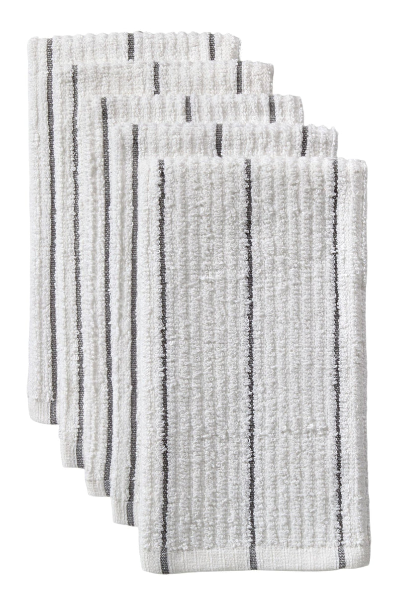 Master Chef Ribbed Stripe Bar Mop Dish Cloths, Grey Stripes, 5-pk X4
