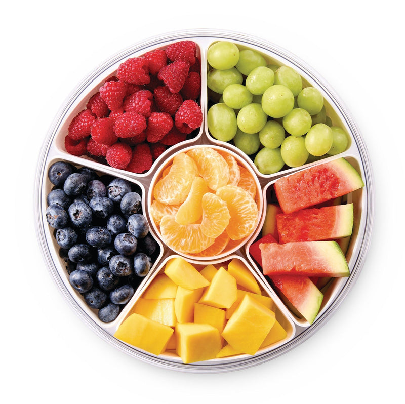 Master Chef Round Airtight Snackle Box, 6 Compartments, White I9