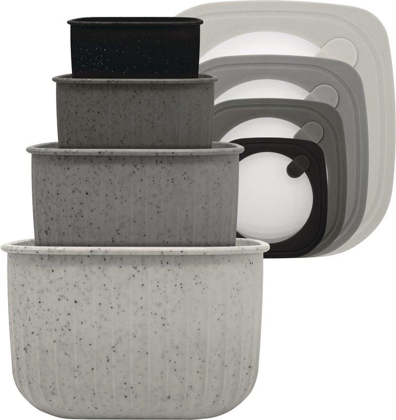 Master Chef Square Bowl Food Storage Container Set with Lid, Grey, 4-pc E1