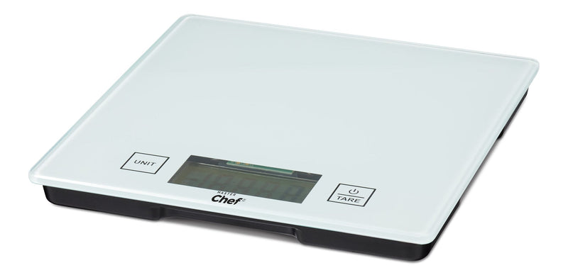 MASTER Chef Square Glass Kitchen Scale, White, 5-kg P3