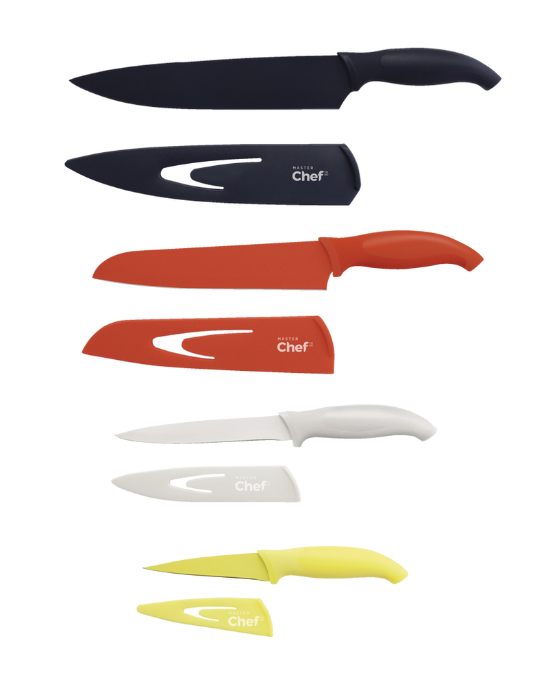 MASTER Chef Stainless Steel Knife Set with Sheaths, Dishwasher Safe, 4-pc X0