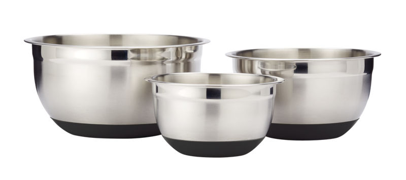 MASTER Chef Stainless Steel Mixing Bowl Set with Non-Slip Bottom, Assorted Sizes, 3-pc D1
