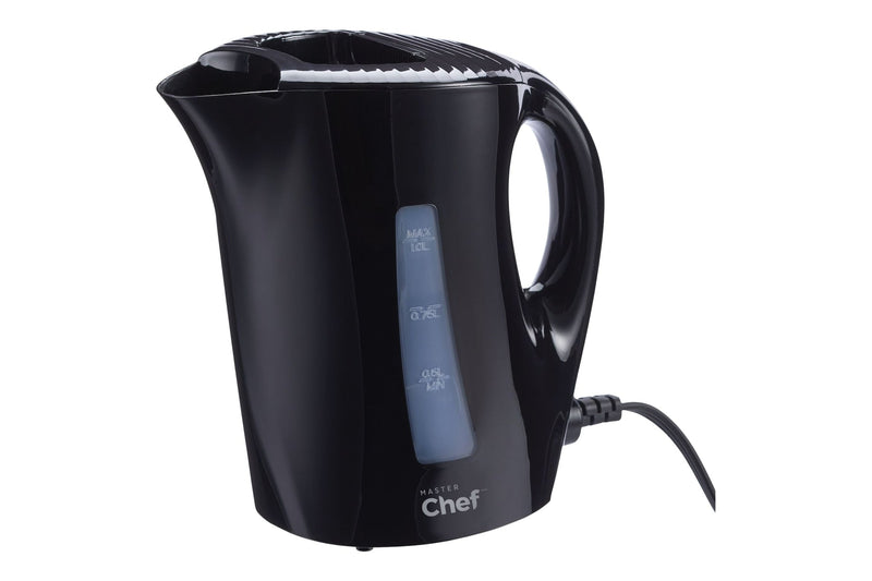 MasterChef Corded Kettle with Water Gauge, Black, 1-L D9
