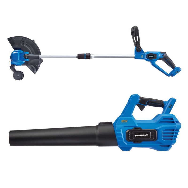 Mastercraft 20V Cordless 12" String Trimmer and 370CFM Blower Combo Kit with PWR POD 2 Ah Battery and Charger Q8