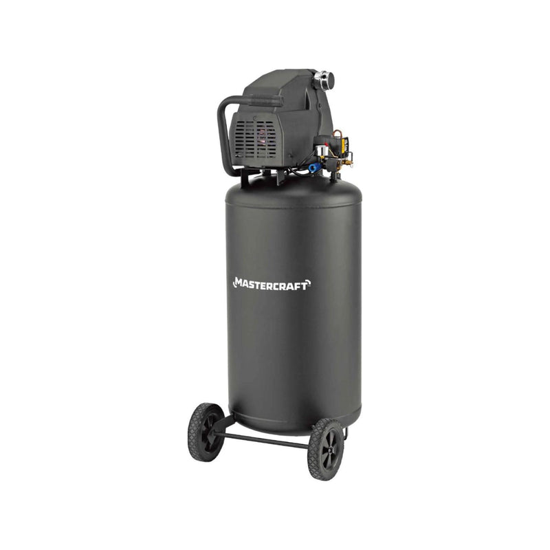 Mastercraft 26-Gallon Oil-Free Portable Vertical Air Compressor, Matte Black, 135 PSI, 1.8HP V6