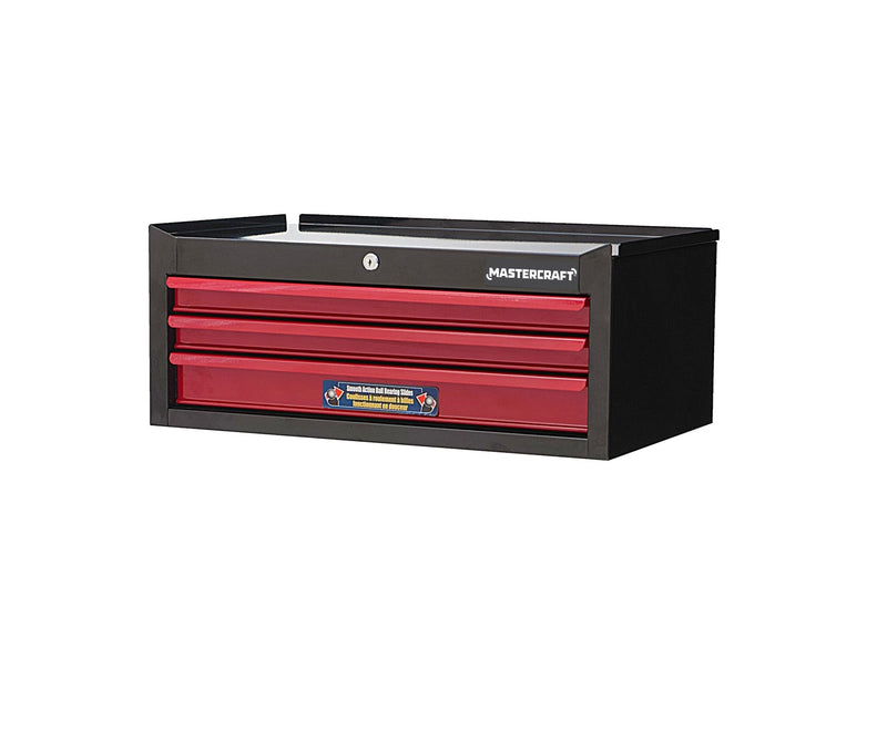Mastercraft 3-Drawer Intermediate Tool Chest, Black & Red, 26-in D0