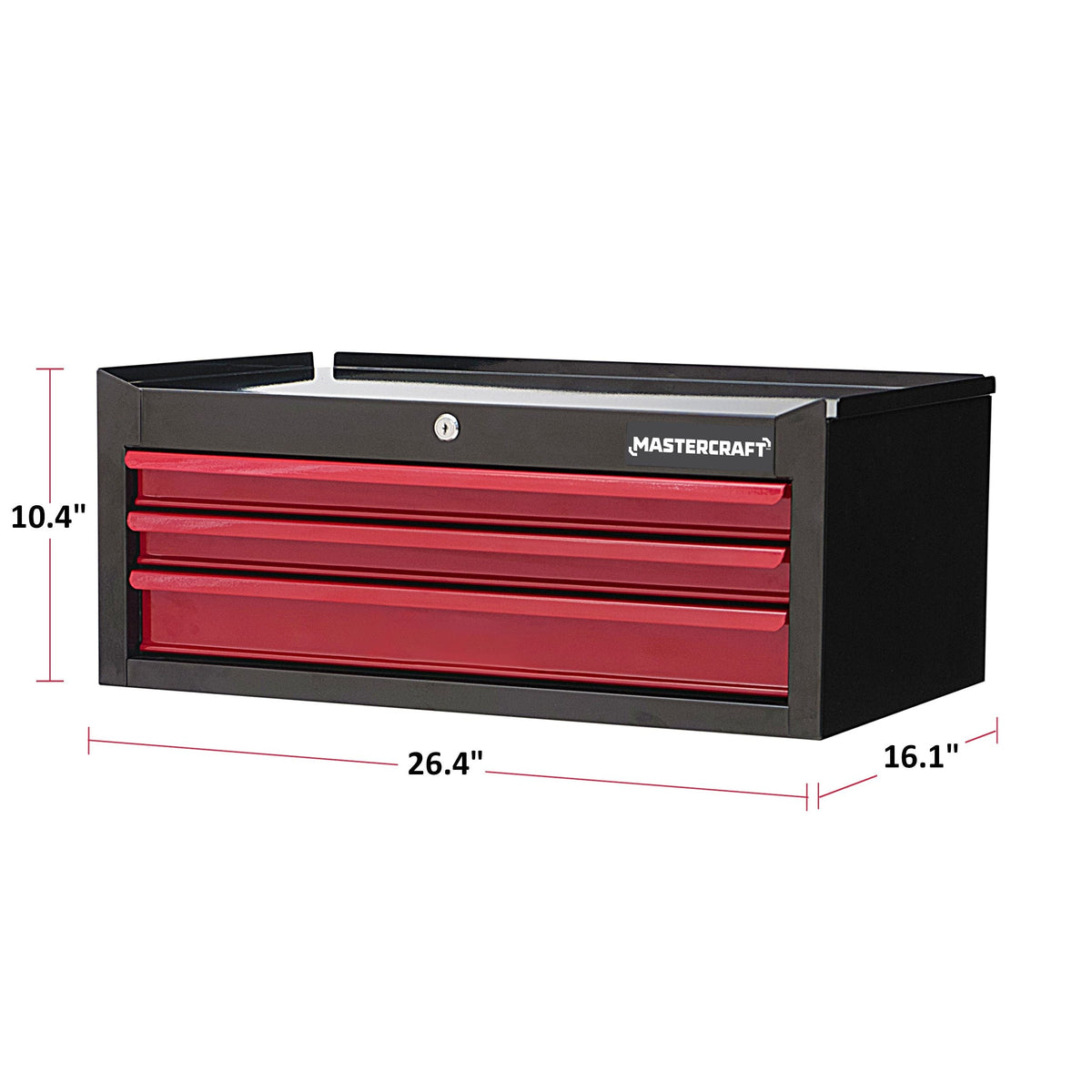 Mastercraft 3-Drawer Intermediate Tool Chest, Black & Red, 26-in