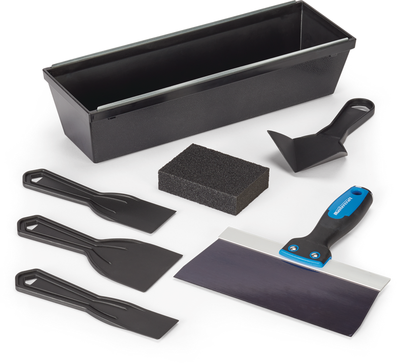 Mastercraft DIY Drywall Set with Mud Pan, Taping Knife, Corner Tool, Putty Knife & Sponge, 7-pc O2