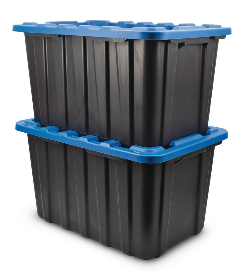 Mastercraft Heavy Duty Plastic Storage Box Container, 102-L, Black, 2-pk Z0