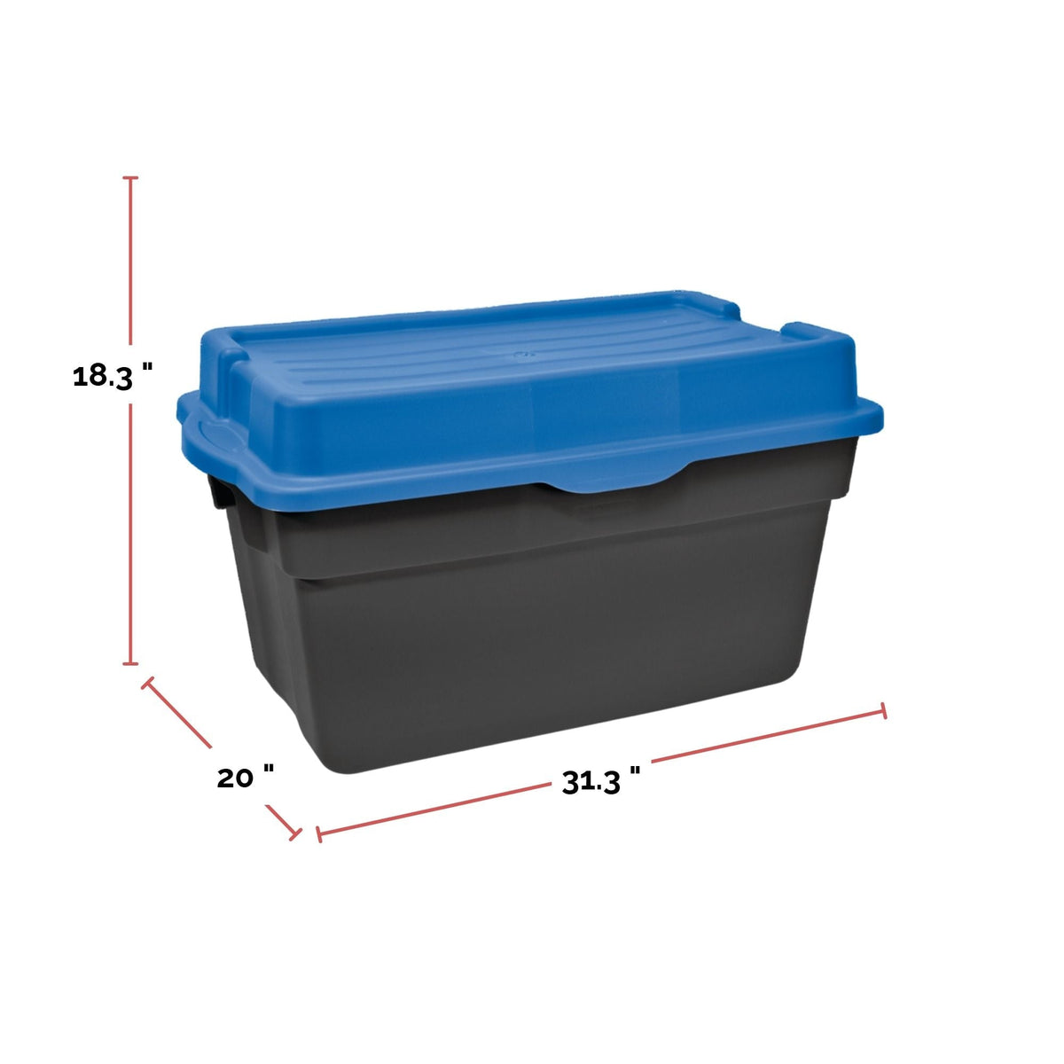 Mastercraft Heavy Duty Stackable Storage Box with Hinged Lid, 132-L, Black/Blue