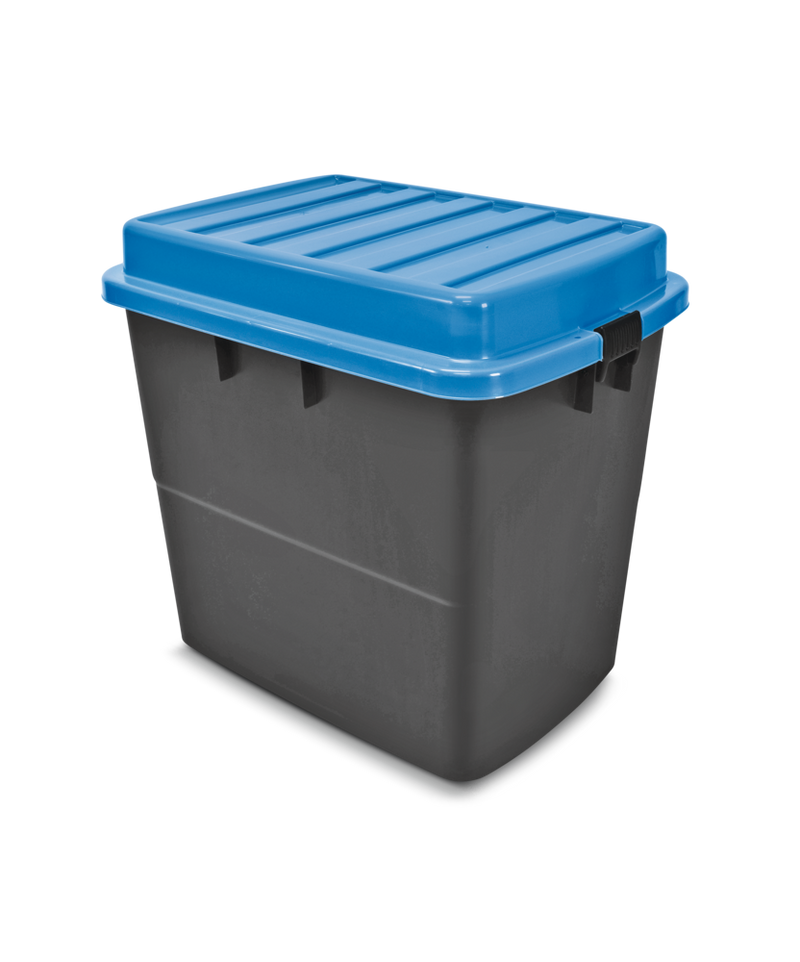 Mastercraft Heavy Duty Storage Box with Wheels and Latched Lid, 210-L, Black/Blue I6