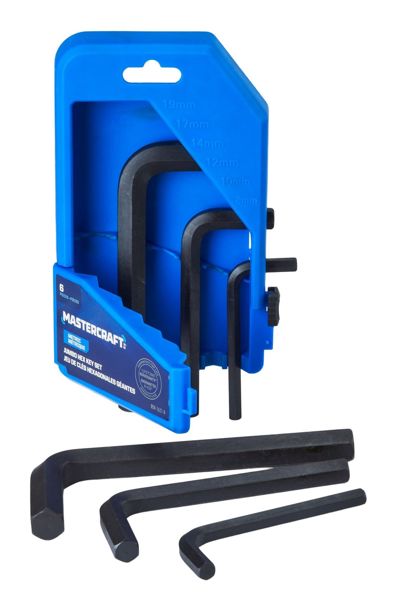 Mastercraft Jumbo Hex Key Set/Allen Wrench Set, Metric, High Quality Cr-V Steel, 6-pc G8