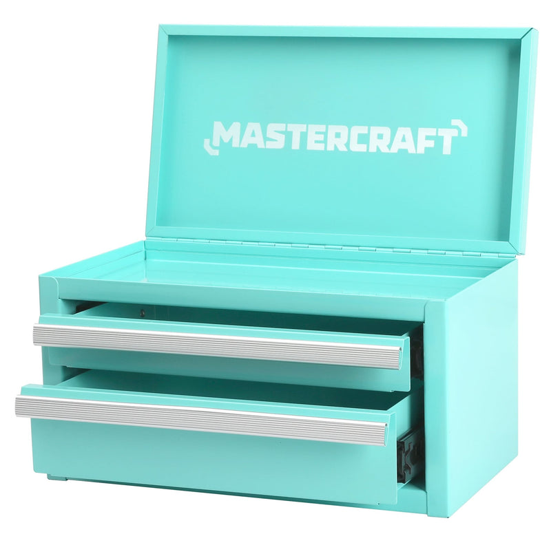 Mastercraft Mini Toolbox with 2 Drawers, Aqua O5