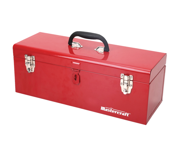Mastercraft Portable Metal Hip Roof Tool Box with Removable Tray, 19-in, Red K9