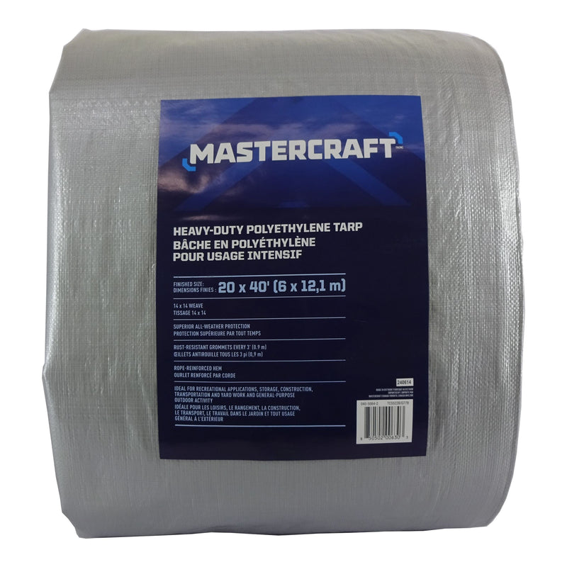 Mastercraft Premium Heavy Duty Tarp, Poly, Waterproof, 20-ft x 40-ft S5