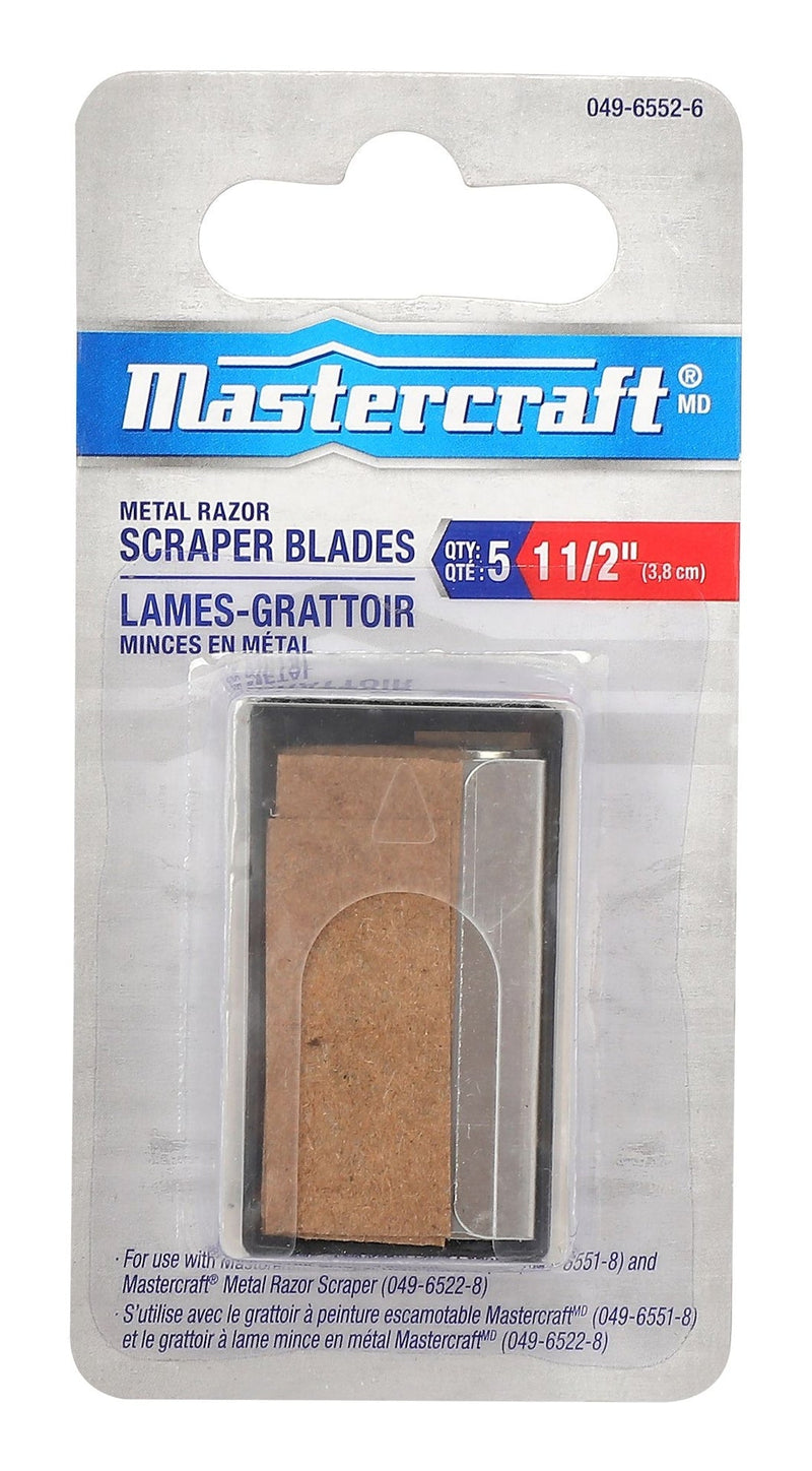 Mastercraft Replacement Razor Blades For Glass & Surface Scraper Tool, 1-1/2-in, 5-pk P5