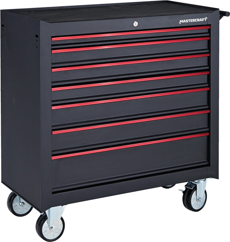 Mastercraft Rolling Tool Storage Cabinet with 7 Drawers, Black, 36-in B4