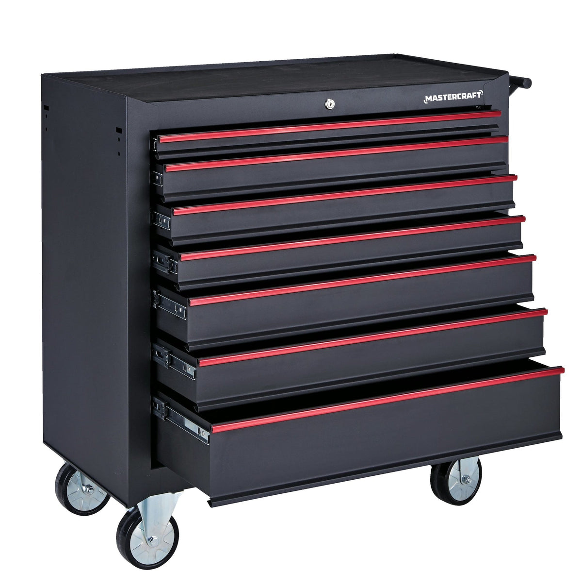 Mastercraft Rolling Tool Storage Cabinet with 7 Drawers, Black, 36-in