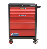 Mastercraft Rolling Tools Storage Cabinet with 6 Drawers, Black&Red, 26-in