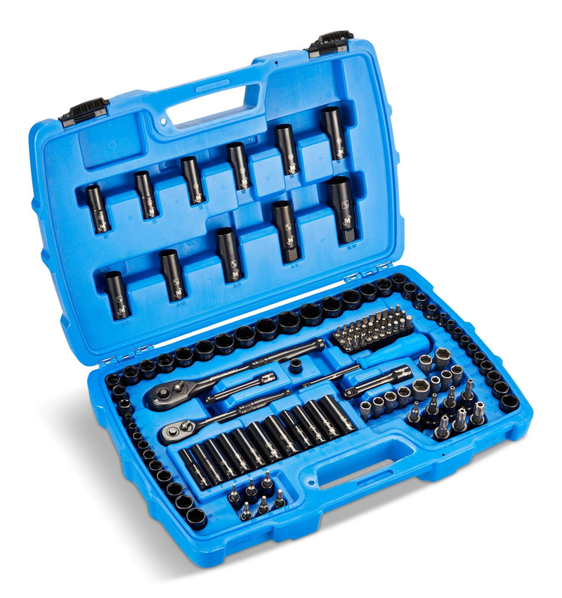 Mastercraft Socket Set, 122-pc, SAE/Metric, CRV, Black Steel Finish U3