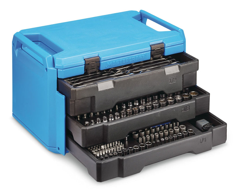 Mastercraft Socket Set, 270-pc, SAE / Metric, CRV, Nickel-Chrome Plating O8