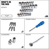 Mastercraft Socket Set, SAE / Metric, CRV, Nickel-Chrome Plating, 41-pc