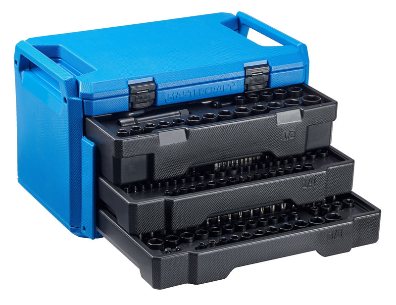 Mastercraft Socket Set, SAE/Metric, CRV, Black Steel Finish, 260-pc R0