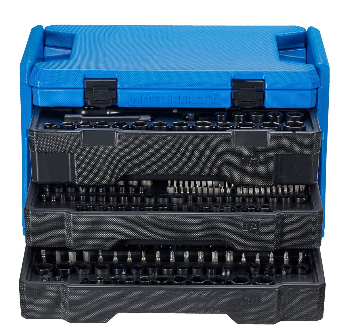 Mastercraft Socket Set, SAE/Metric, CRV, Black Steel Finish, 260-pc