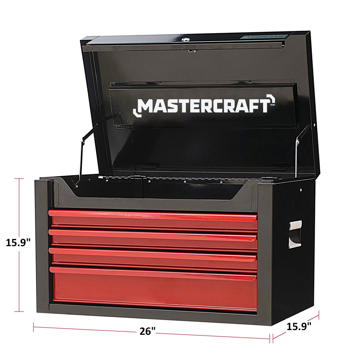Mastercraft Tool Chest with 4 Drawers, Black & Red, 26-in