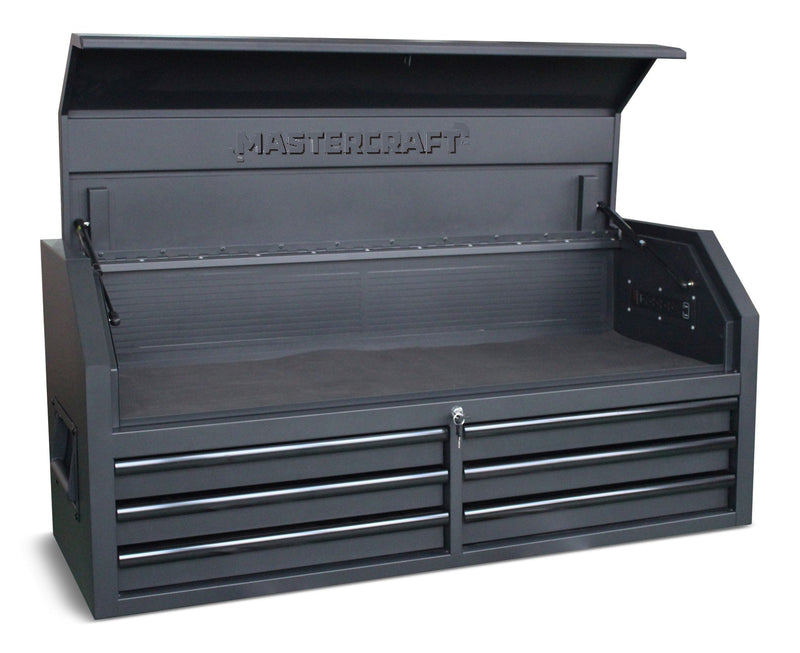 Mastercraft Tool Chest with 6 Drawers, Power Bar with USB, Black, 52-in R5