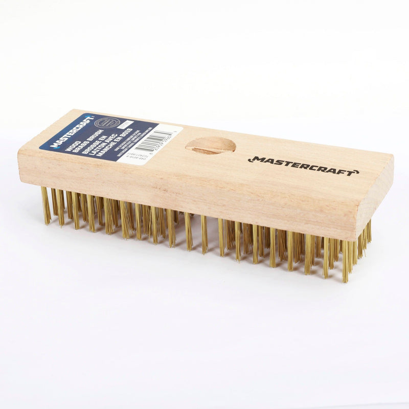 Mastercraft Wood & Brass Wire Block Brush Cleans/Removes Paint, Rust & Dirt From Metal R4
