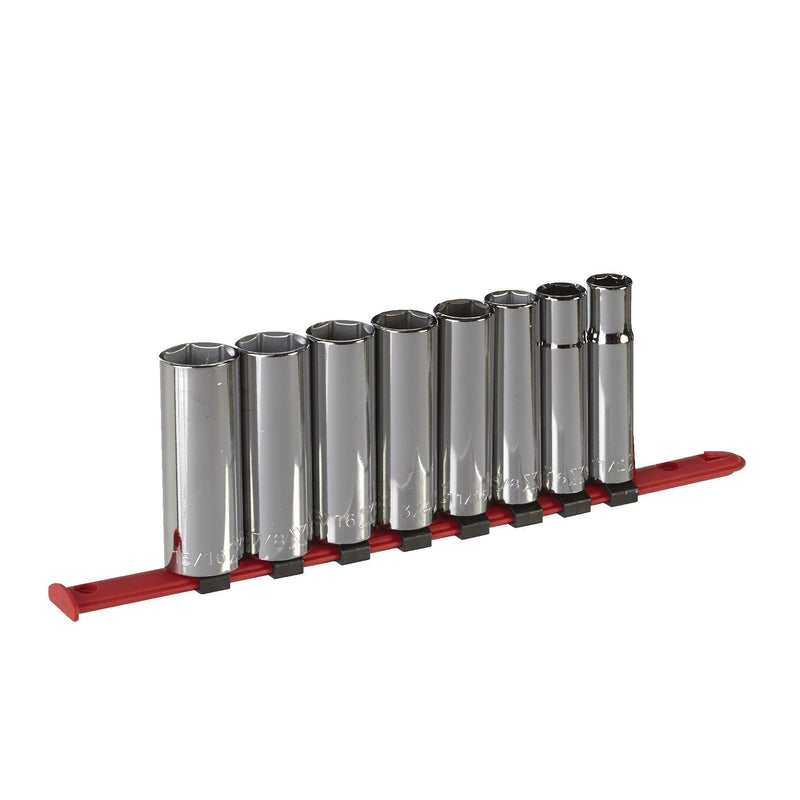 MAXIMUM 1/2-in Drive 6 Pt. Deep Socket Set, SAE, Nickel-Chrome Plating, 8-pc K7