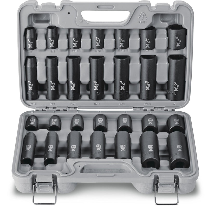 MAXIMUM 1/2-in Drive Professional Grade Impact Socket Set, 28-pc, CRMO E2