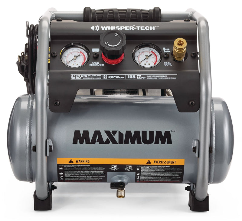 MAXIMUM 2-Gallon Quiet Air Compressor, 135 PSI, 1 HP X4