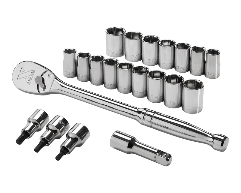 MAXIMUM 21 Piece 1/2" Drive Metric Socket Set A4