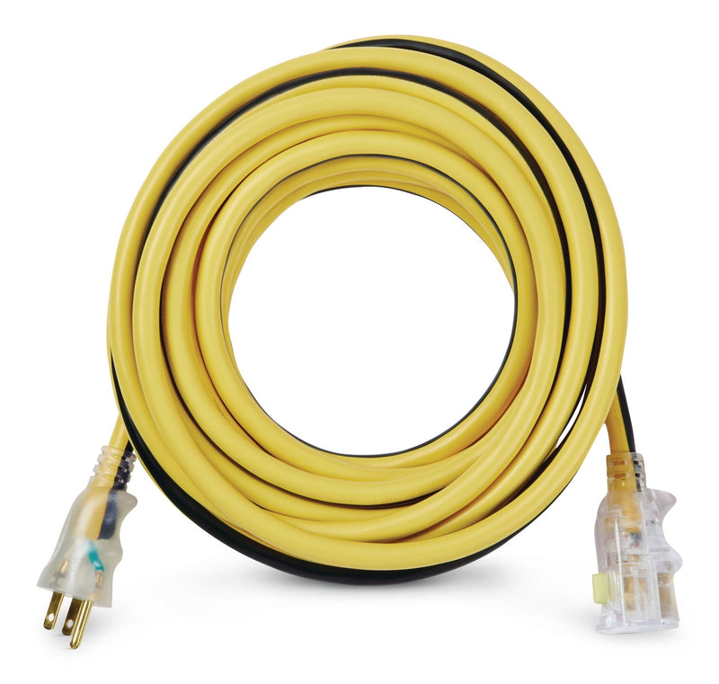 MAXIMUM 25-ft 12/3 Outdoor Extension Cord with Grounded Outlet, Lighted End and Locking Connector, Yellow/Black V5
