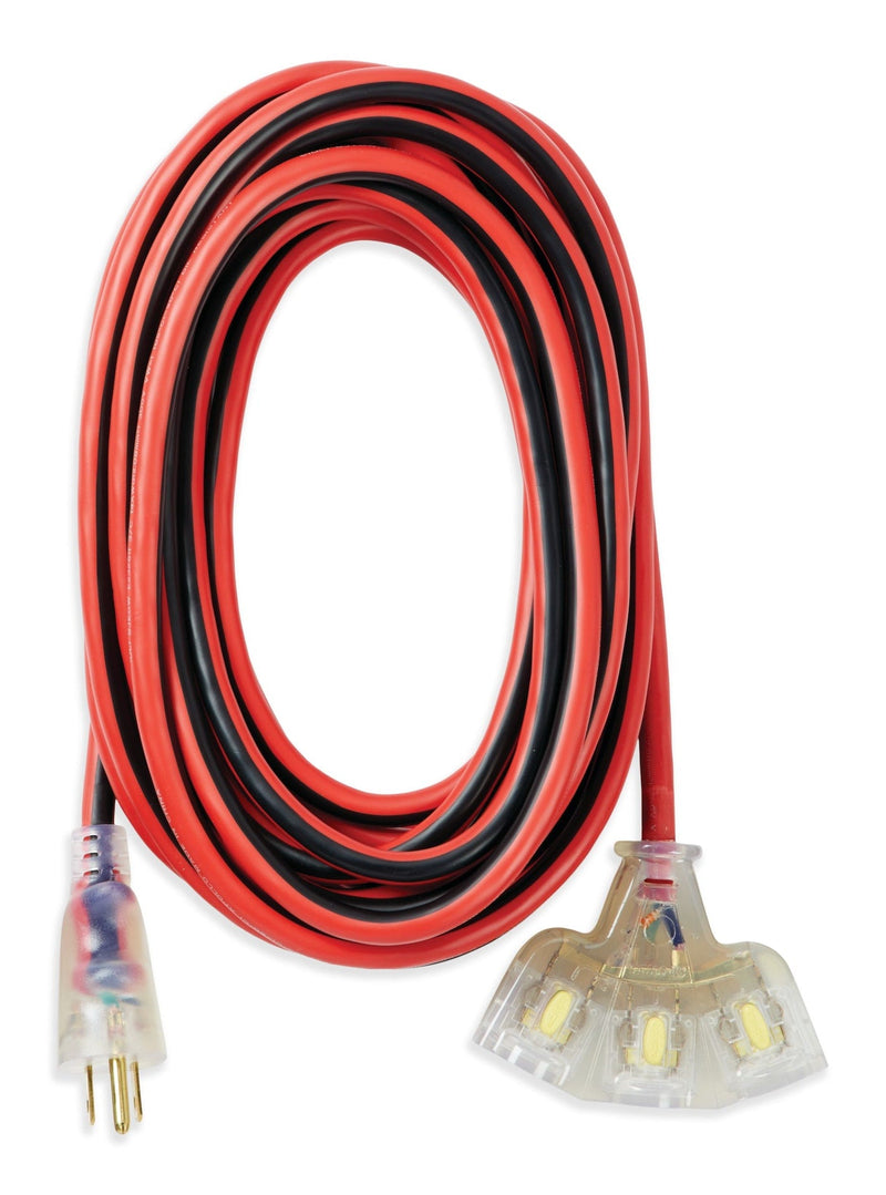 MAXIMUM 25-ft 14/3 Outdoor Extension Cord with 3 Grounded Outlets, Lighted End and Locking Connector, Hi-Visibility K0
