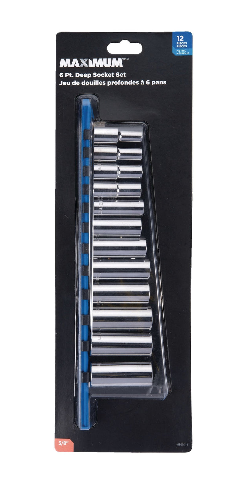 MAXIMUM 3/8-in Drive Deep Socket Set 12-pc, Metric, CRV, Nickel-Chrome Plating W8