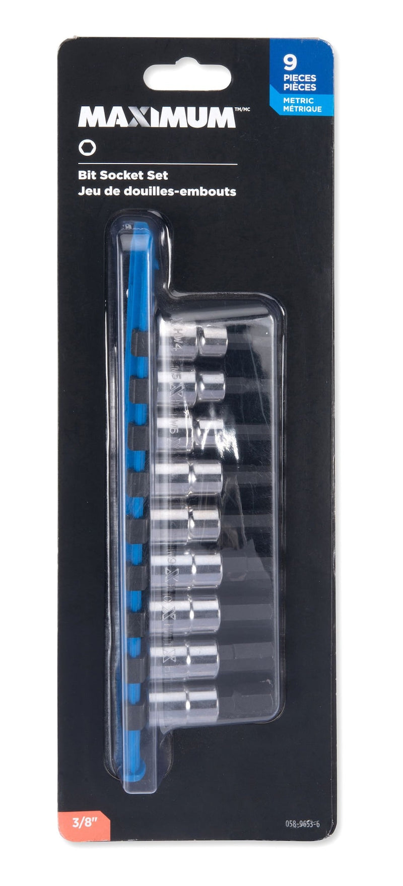 MAXIMUM 3/8-in Drive Hex Bit Socket Set, Chrome-Plated, 9-pc, Metric X5