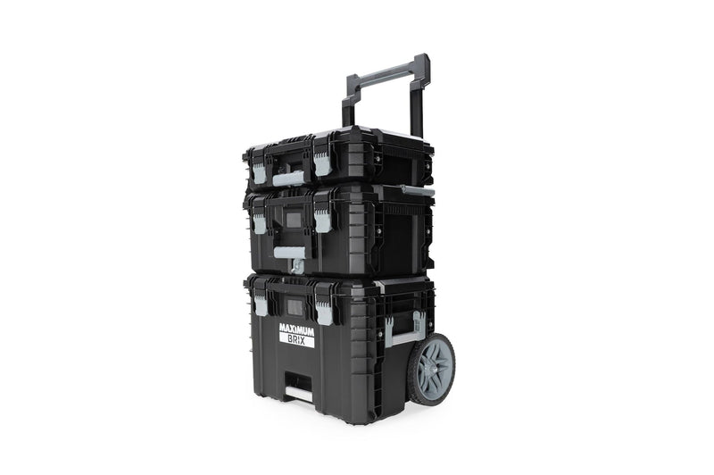 MAXIMUM Brix Modular Portable Toolbox/Tool Storage System with Wheels, IP65, 23-in x 19-in x 33-in, 3-pc M0