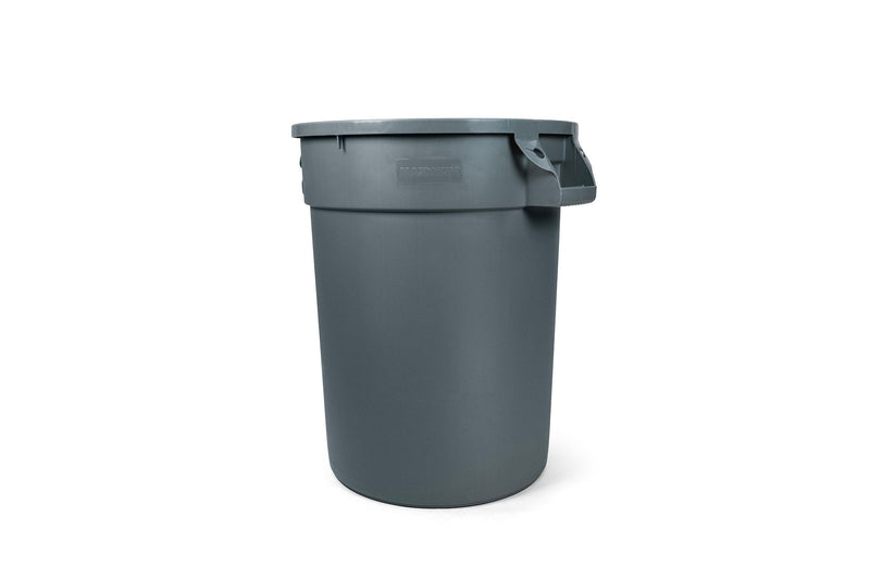 MAXIMUM Commercial Circular Outdoor Garbage Can with Lid, Grey U3